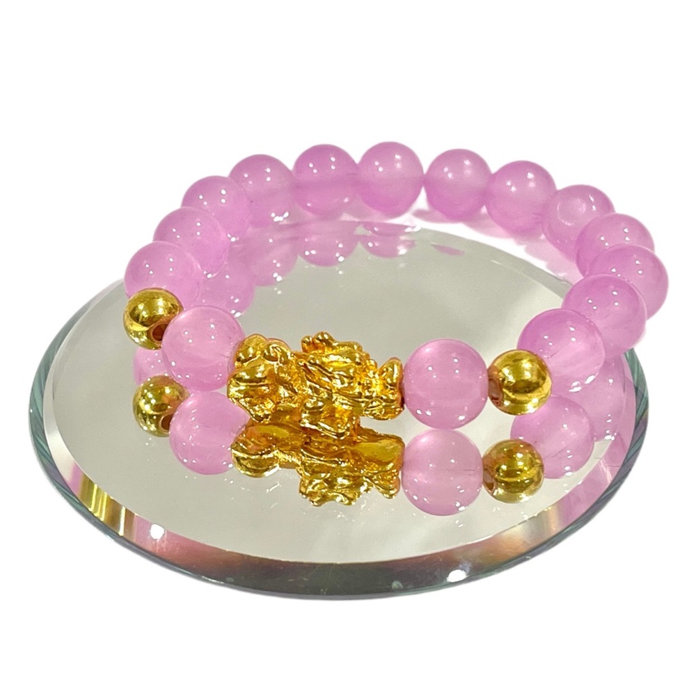 Rose Quartz Feng Shui Money Bracelet 10mm Style-B NWOT